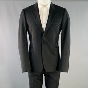 PAUL SMITH Size 40 Black Wool Mohair Peak Lapel Single Button Tuxedo